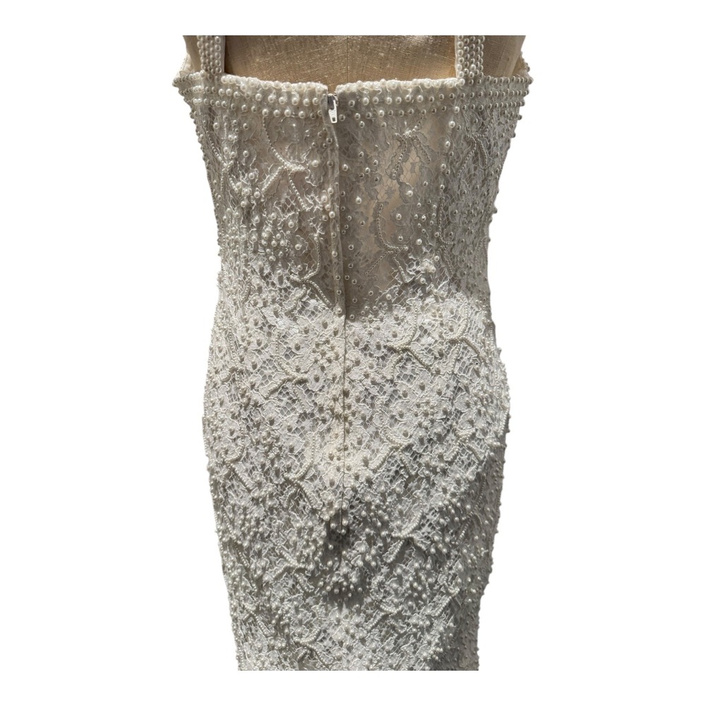 David's Bridal White Beaded Wedding Dress - Picture 8 of 14